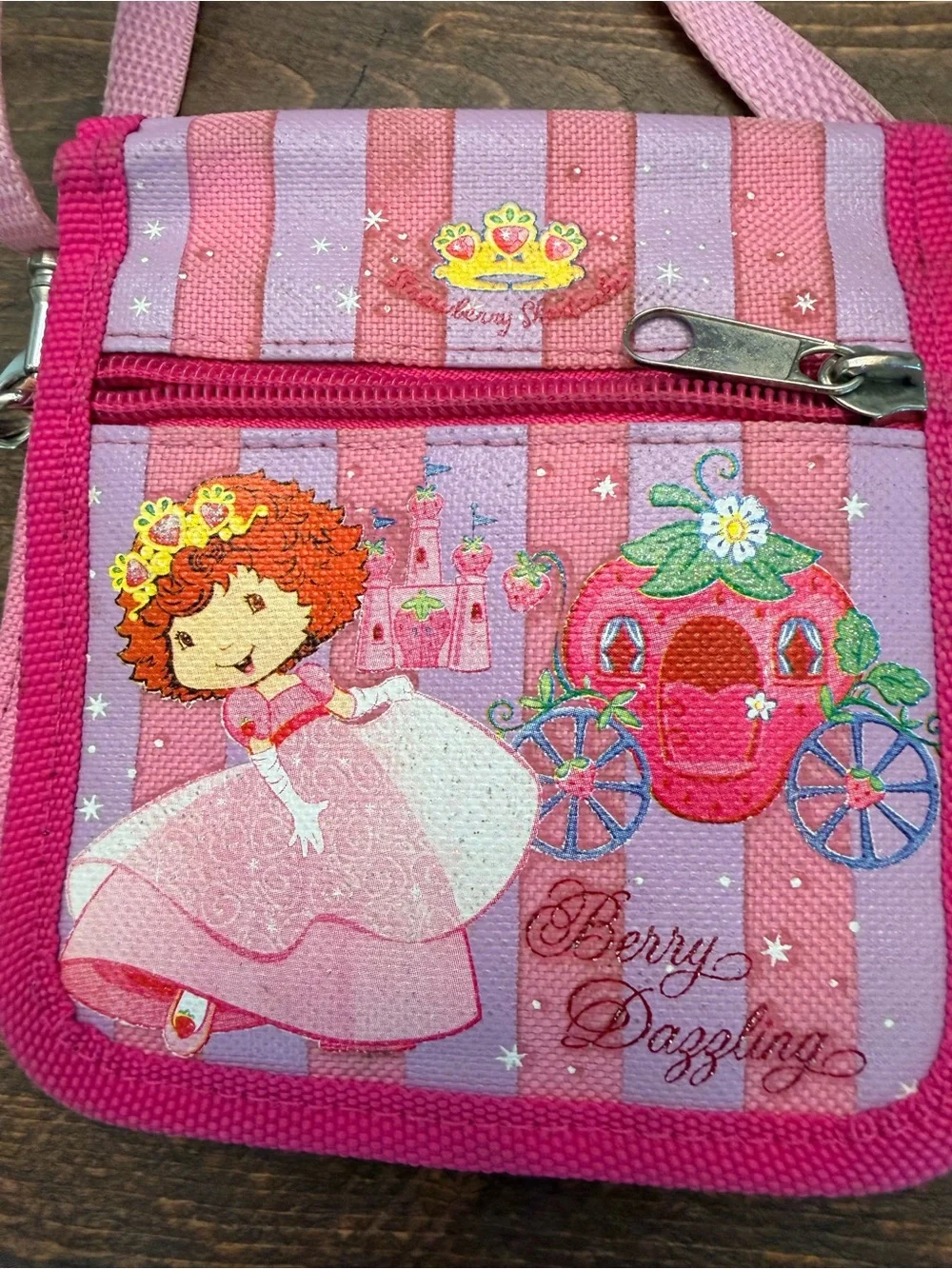 Vintage Y2K Strawberry Shortcake Berry Dazzling Princess Wallet Crossbody Bag